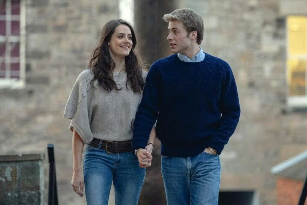 Príncipe William (Ed McVey) e Kate Middleton (Meg Bellamy)