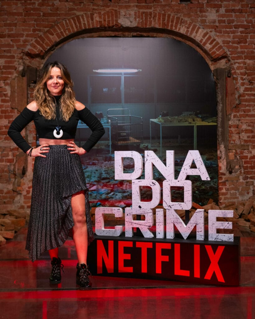 Letícia Tomazella no lançamento de DNA do Crime