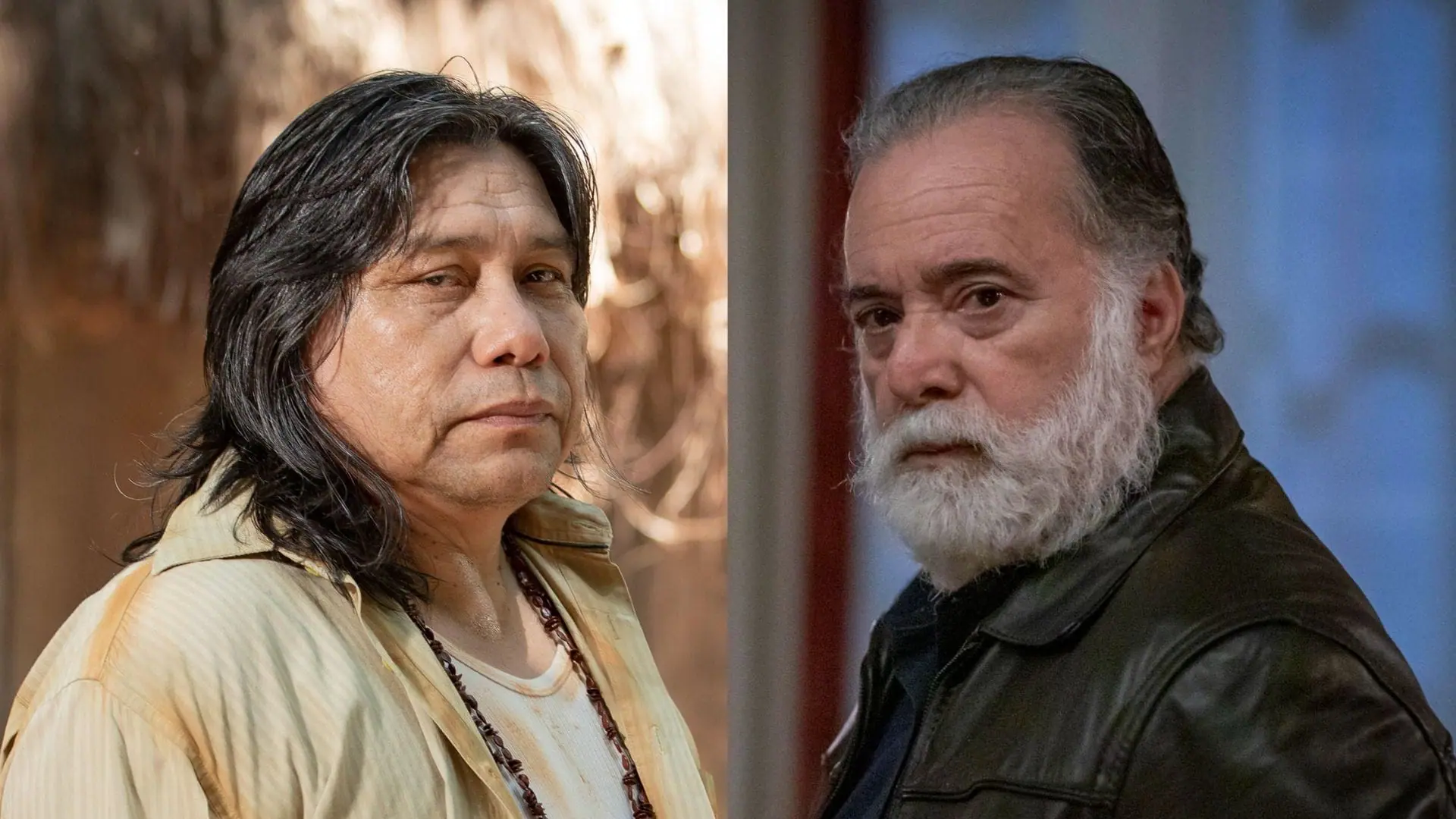 Jurecê (Daniel Munduruku) e Antônio (Tony Ramos) em Terra e Paixão