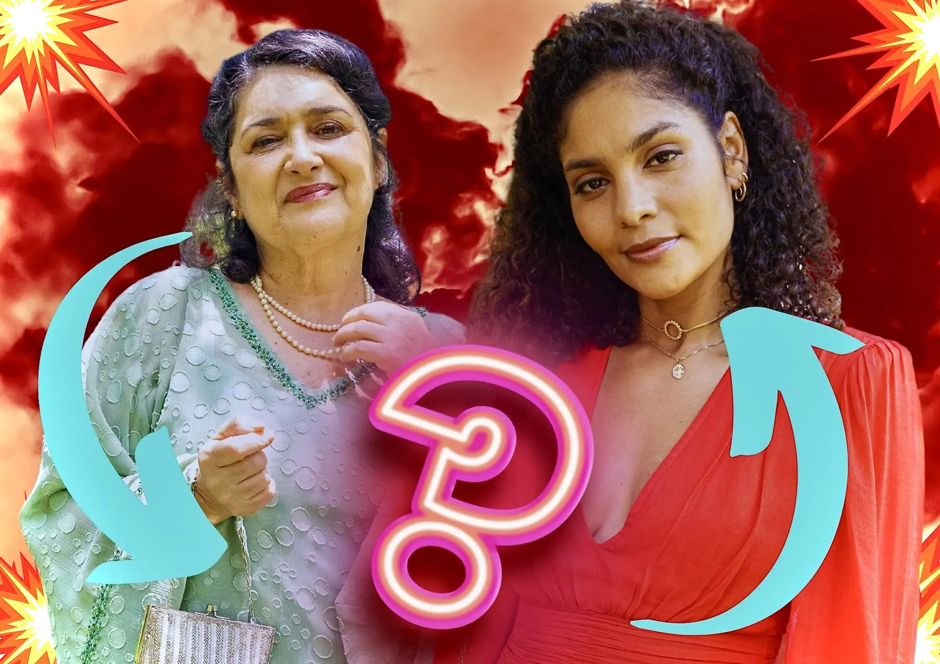 Angelina (Inez Viana) e Aline (Barbara Reis) em Terra e Paixão