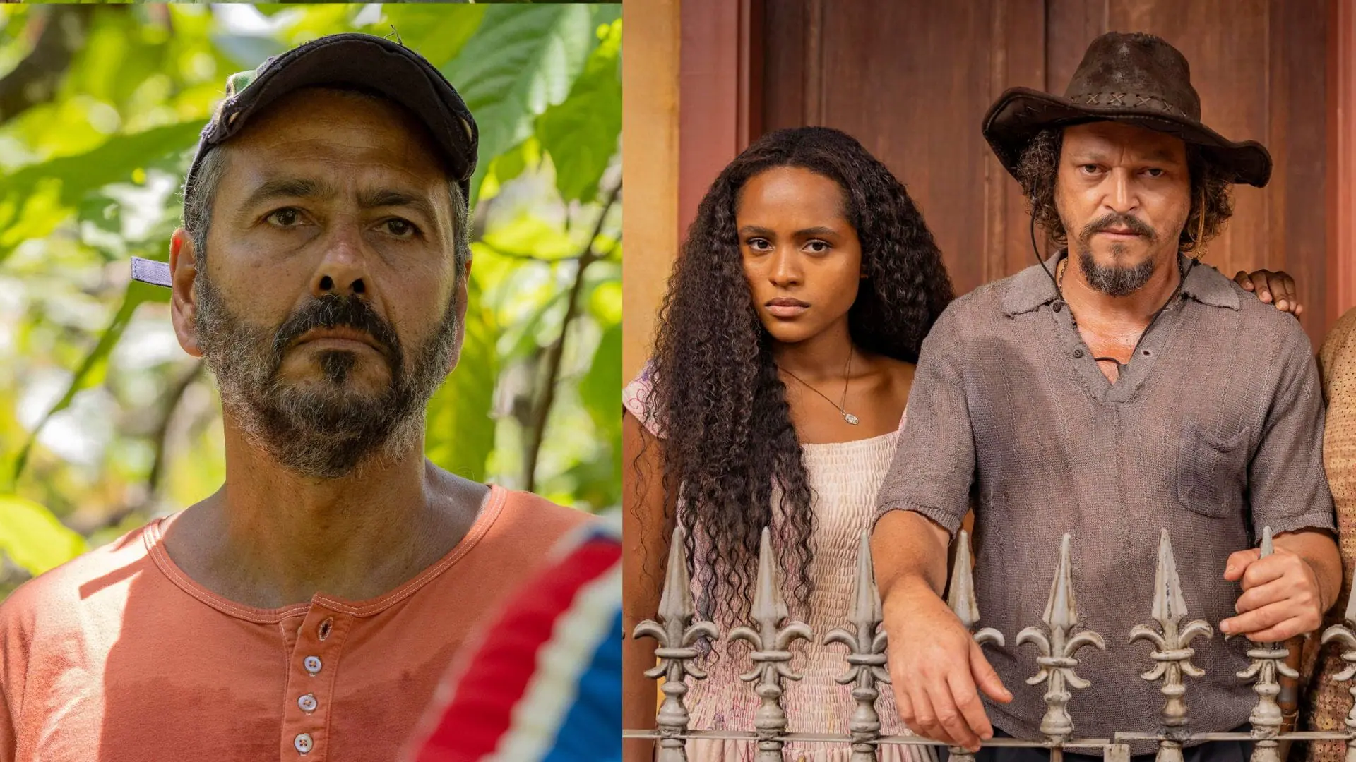 José Inocêncio (Marcos Palmeira), Maria Santa (Duda Santos) e Venâncio (Fábio Lago) em Renascer - Segredo de Marianinha