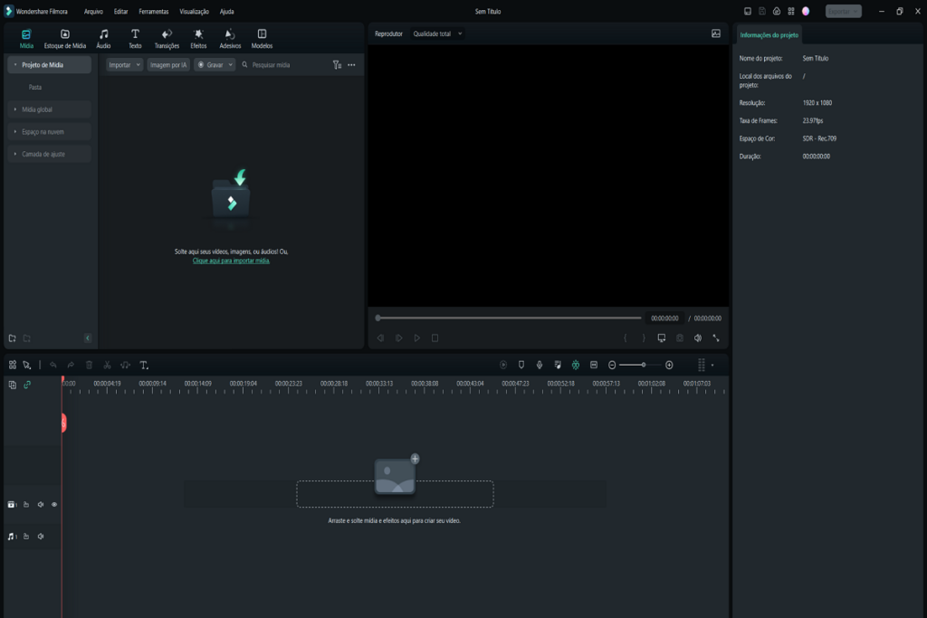 O Wondershare Filmora permite que a edição seja feita dentro do próprio ambiente do aplicativo